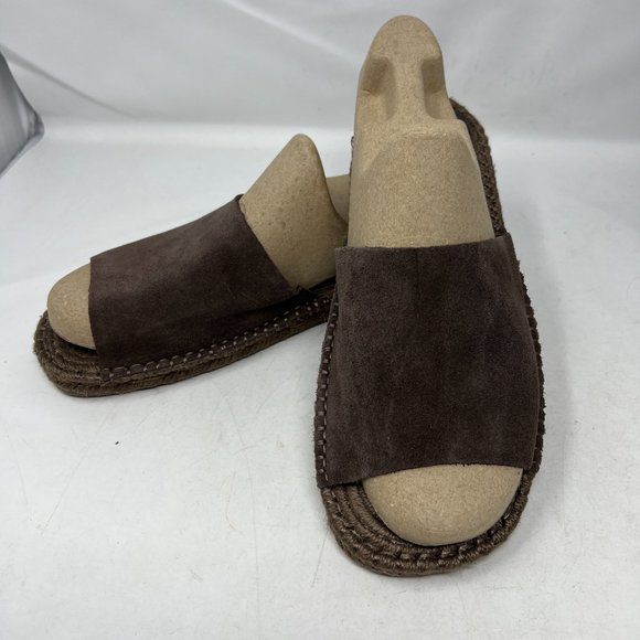 Zara Other - Zara Mens Sandals 43 Brown Suede Leather Espradilles Slip On Platform Slides